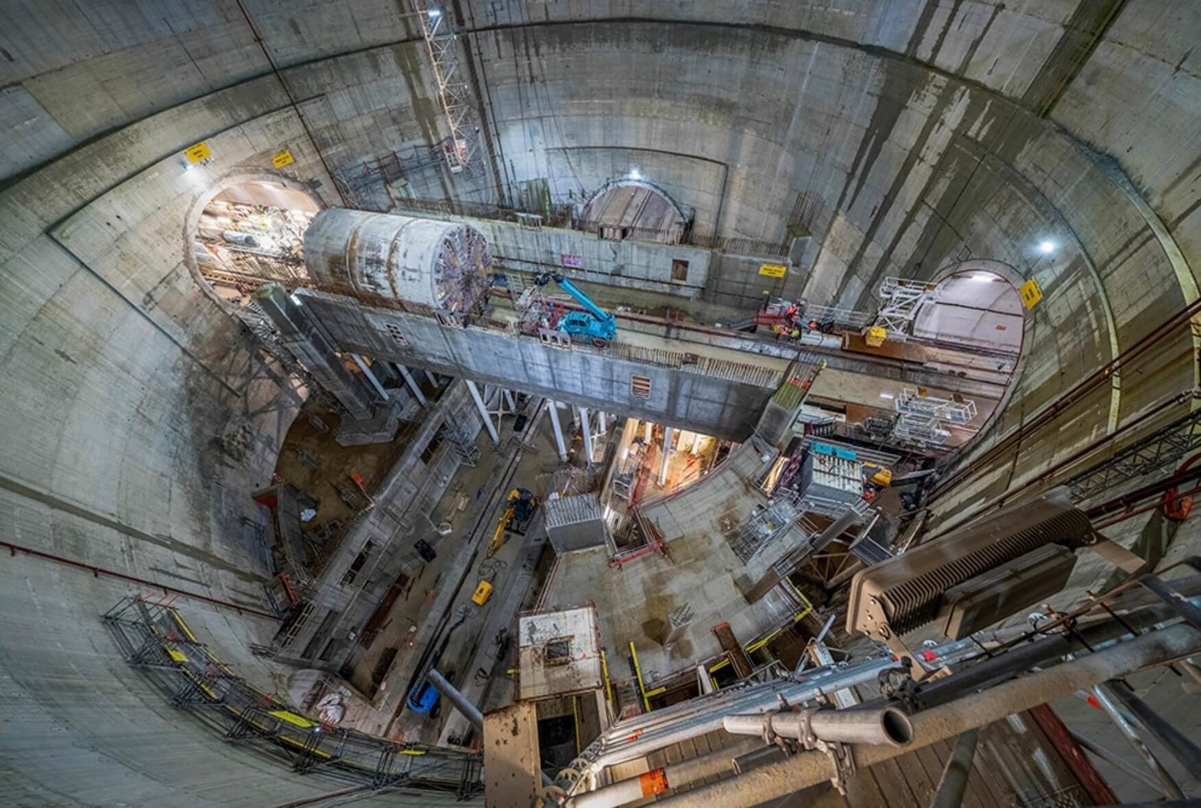 Grand Paris Express station box under construction, seen from above