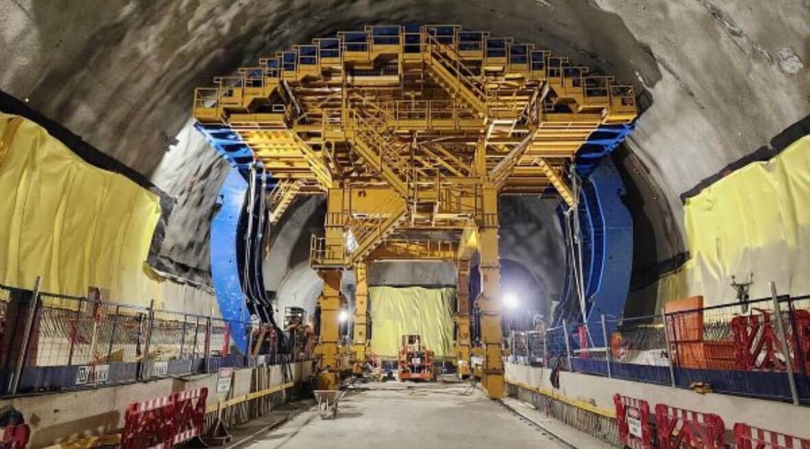 Worksite of the Lyon-Turin base tunnel in the Alps
